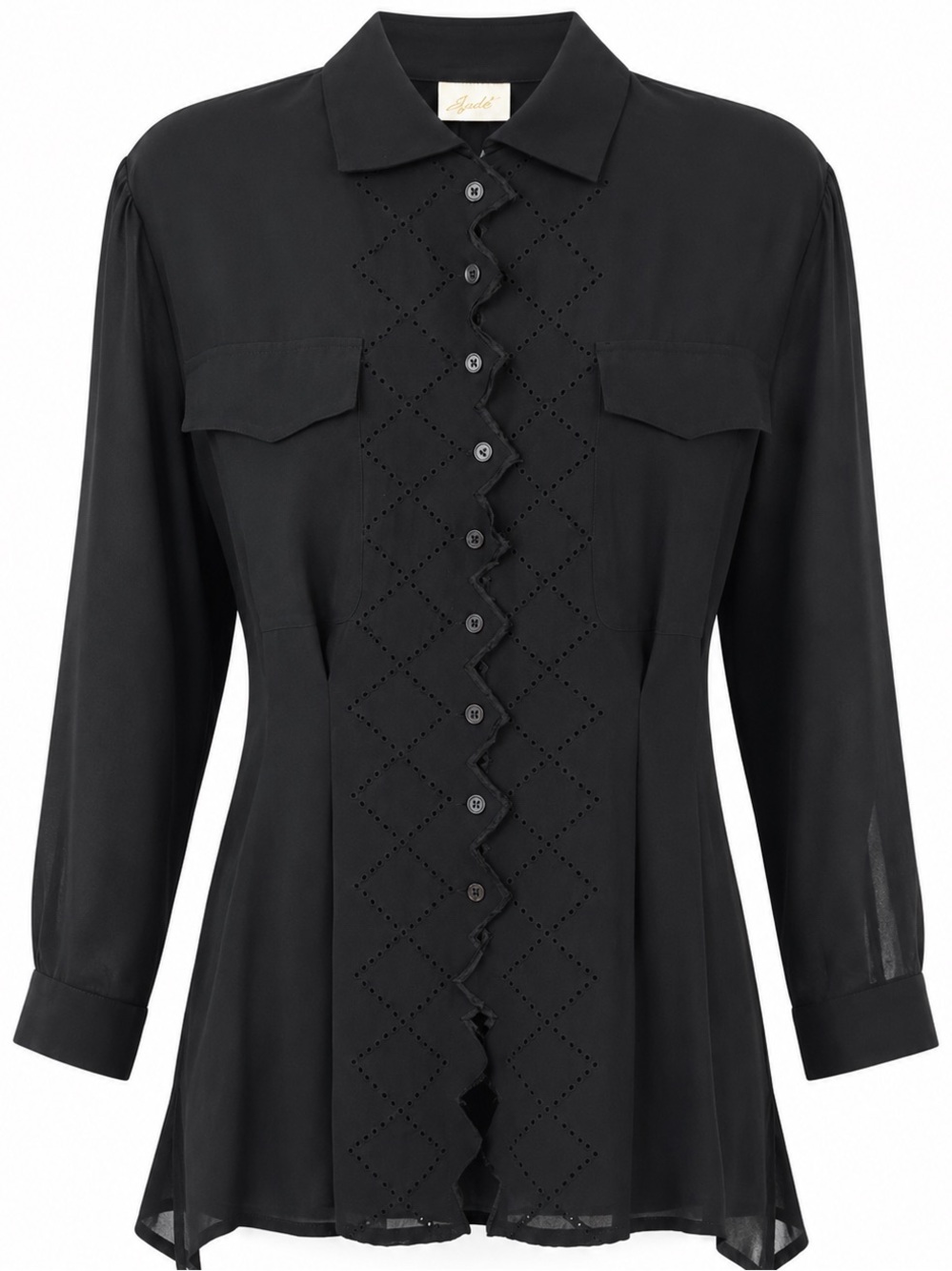 Vintage Black Blouse size S long sleeves